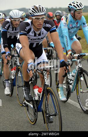 Deutscher Marcel Kittel von Team Giant-Shimano, dargestellt in Aktion während der 6. Etappe der 101.. Ausgabe des Radrennens Tour de France, 194 km von Arras nach Reims, am Donnerstag, den 10. Juli 2014. Stockfoto