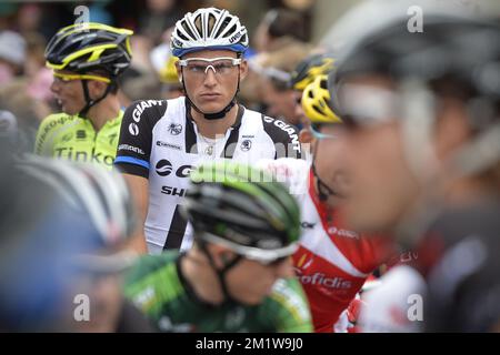 Deutscher Marcel Kittel vom Team Giant-Shimano, das zu Beginn der 9. Etappe des 101.. Auftrages des Radrennens Tour de France, 170 km von Gerardmer nach Mulhouse, am Sonntag, den 13. Juli 2014 in Frankreich gezeigt wurde. Stockfoto