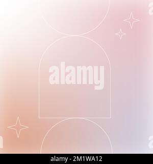 Abstrakter Gittergradientenhintergrund in der Y2K-Ästhetik. Pastellfarbene quadratische Vorlage mit Rahmen für Text. Trendiges minimalistisches Design für Beiträge in sozialen Medien Stock Vektor