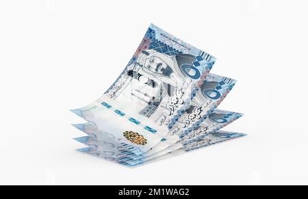 Saudi-Arabien 500 Riyals-Banknoten. Saudi-Riyal Banknotes von 500 SR. 3D-Rendern Stockfoto