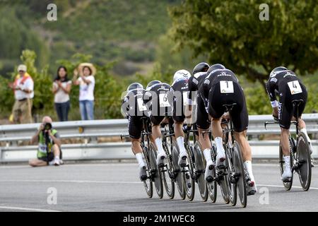 Belgischer Tom Boonen vom Team Omega Pharma - Quick Step, Foto während des Mannschaftsversuchs der Männer bei der UCI-Radweltmeisterschaft in Ponferrada, Spanien, Sonntag, den 21. September 2014. Stockfoto