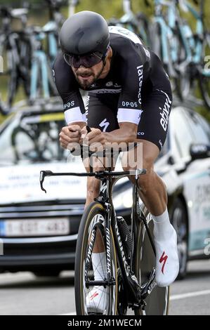 Belgischer Tom Boonen vom Team Omega Pharma - Quick Step, Foto während des Mannschaftsversuchs der Männer bei der UCI-Radweltmeisterschaft in Ponferrada, Spanien, Sonntag, den 21. September 2014. Stockfoto