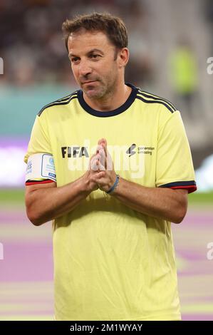 Alessandro Del Piero aus Italien während eines Fußballspiels, bei dem FIFA-Legenden und -Arbeiter zusammentrafen, die die Stadien für die Wohltätigkeitsorganisation „Football Unites the World“ im Al Thumama Stadium während der FIFA-Weltmeisterschaft 2022 am 12. Dezember 2022 in Doha, Katar, errichteten - Foto Jean Catuffe / DPPI Stockfoto