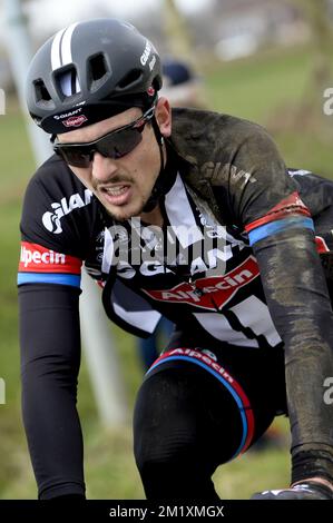 Deutscher John Degenkolb von Team Giant-Alpecin, das während der 58.. Ausgabe des Radrennen „E3 Prijs Vlaanderen Harelbeke“, 215,3km von und nach Harelbeke, Freitag, den 27. März 2015, abgebildet wurde. Stockfoto