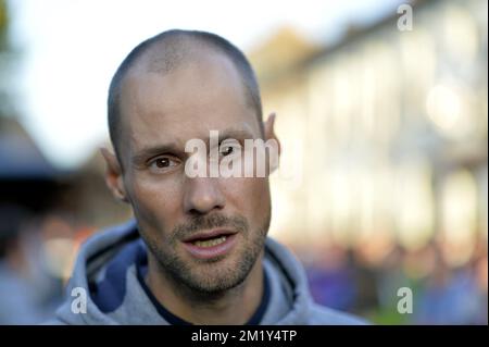 20150526 Uhr – BORNEM, BELGIEN: Belgischer Tom Boonen vom Team Ettix – Kurzschritt, dargestellt bei der Vorstellung der Teams für das Radrennen Baloise Belgium Tour, Dienstag, den 26. Mai 2015 in Bornem. BELGA FOTO ERIC LALMAND Stockfoto