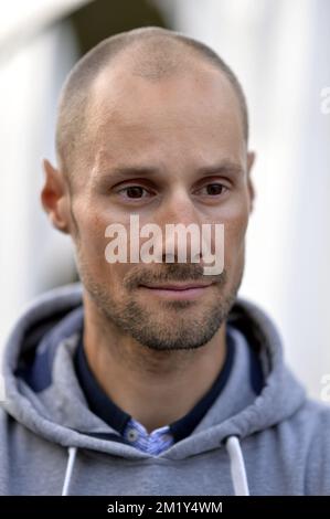 20150526 Uhr – BORNEM, BELGIEN: Belgischer Tom Boonen vom Team Ettix – Kurzschritt, dargestellt bei der Vorstellung der Teams für das Radrennen Baloise Belgium Tour, Dienstag, den 26. Mai 2015 in Bornem. BELGA FOTO ERIC LALMAND Stockfoto