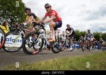 20150530 - CERFONTAINE, BELGIEN: Österreichischer Matthias Brandle von IAM Cycling in Aktion während der dritten Etappe am vierten Tag des Radrennen Baloise Belgium Tour, 157,5 km mit Start und Ende am Lac de l'Eau d'Heure in Cerfontaine, Samstag, 30. Mai 2015. BELGA FOTO DAVID STOCKMAN Stockfoto