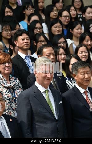 20150622 Uhr - WUHAN, CHINA: König Philippe - Filip von Belgien, abgebildet an der Universität Wuhan am dritten Tag eines königlichen Besuchs in China, Montag, den 22. Juni 2015, in China. BELGA-FOTOPOOL PHILIP REYNAERS Stockfoto