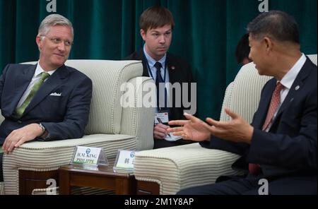 20150622 Uhr - WUHAN, CHINA: König Philippe - Filip von Belgien, abgebildet an der Universität Wuhan am dritten Tag eines königlichen Besuchs in China, Montag, den 22. Juni 2015, in China. BELGA FOTO BENOIT DOPPPAGNE Stockfoto