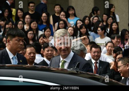 20150622 Uhr - WUHAN, CHINA: König Philippe - Filip von Belgien, abgebildet an der Universität Wuhan am dritten Tag eines königlichen Besuchs in China, Montag, den 22. Juni 2015, in China. BELGA-FOTOPOOL PHILIP REYNAERS Stockfoto