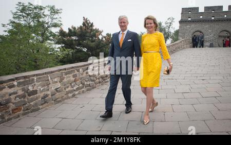 20150623 Uhr - PEKING, CHINA: König Philippe - Filip und Königin Mathilde von Belgien, abgebildet bei einem Besuch der Chinesischen Mauer in Peking am vierten Tag eines königlichen Besuchs in China, Dienstag, den 23. Juni 2015, in China. BELGA FOTO BENOIT DOPPPAGNE Stockfoto