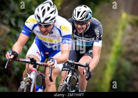 Belgischer Pieter Serry des Teams Etixx – Quick-Step in Aktion während der 49.. Ausgabe des eintägigen Radrennen „GP Pino Cerami“, 211,5 km von Tertre nach Frameries, Mittwoch, 22. Juli 2015. Stockfoto