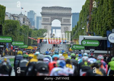 Abbildung, aufgenommen in der letzten Etappe der 2015. Ausgabe des Radrennen Tour de France, 109,5 km von Sevres nach Paris, Champs Elysees, Frankreich, Sonntag, 26. Juli 2015. Stockfoto