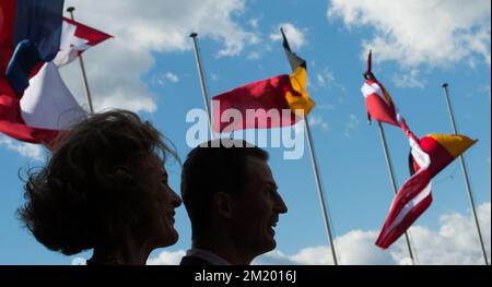 20150917 - VADUZ, LIECHTENSTEIN: Erbprinzessin von Liechtenstein, Sophie und Erbprinz von Liechtenstein, Alois, auf der Jahrestagung der Staats- und Regierungschefs der deutschsprachigen Länder in Vaduz, Liechtenstein. Donnerstag, 17. September 2015. BELGA FOTO BENOIT DOPPPAGNE Stockfoto