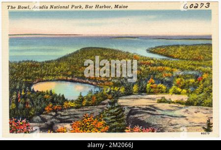 The Bowl, Acadia National Park, Bar Harbor, Maine, Seen und Teiche, Parks, Tichnor Brothers Collection, Postkarten der Vereinigten Staaten Stockfoto