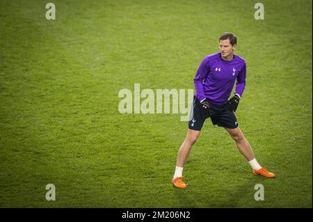 20151021 – BRÜSSEL, BELGIEN: Foto von Tottenhams Verteidiger Jan Vertonghen während eines Trainings des British Premier League Totteham Hotspur Football Club im Constant Vanden Stock Stadion in Brüssel, Mittwoch, den 21. Oktober 2015. Morgen spielt RSC Anderlecht in der Gruppe J, einem dritten Spiel in der Gruppenphase des UEFA Europa League-Wettbewerbs gegen Tottenham. BELGA FOTO JASPER JACOBS Stockfoto