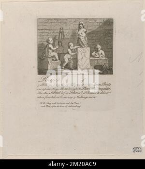 Jungs, die auf die Natur schauen, Künstler, Skulptur. William Hogarth (1697-1764). Abzüge Stockfoto