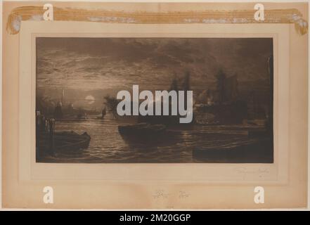 Die Trennung der Agamemnon, nein II, Uferpromenade, Boote, Kriegsschiffe. Francis Seymour Haden (1818-1910). Ausdrucke und Zeichnungen Stockfoto