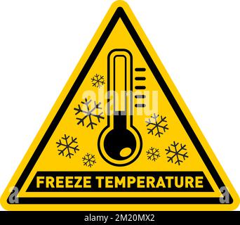 Dreieckiges Warnschild Frosttemperatur. Vektorsymbol Stock Vektor