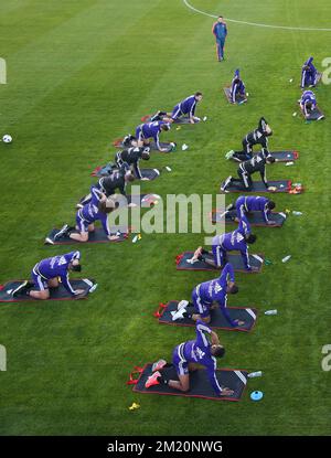 20160105 – LA MANGA, SPANIEN: Abbildung zeigt den ersten Tag des Wintertrainingslagers der belgischen Fußballmannschaft RSC Anderlecht in La Manga, Spanien, Dienstag, den 05. Januar 2016. BELGA PHOTO VIRGINIE LEFOUR Stockfoto