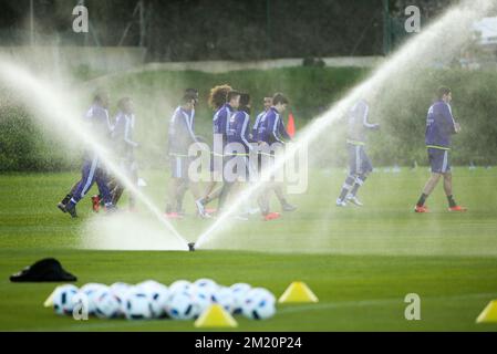 20160107 – LA MANGA, SPANIEN: Abbildung zeigt den dritten Tag des Wintertrainingslagers der belgischen Fußballmannschaft RSC Anderlecht in La Manga, Spanien, Donnerstag, 07. Januar 2016. BELGA PHOTO VIRGINIE LEFOUR Stockfoto