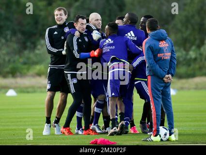 20160107 – LA MANGA, SPANIEN: Abbildung zeigt den dritten Tag des Wintertrainingslagers der belgischen Fußballmannschaft RSC Anderlecht in La Manga, Spanien, Donnerstag, 07. Januar 2016. BELGA PHOTO VIRGINIE LEFOUR Stockfoto