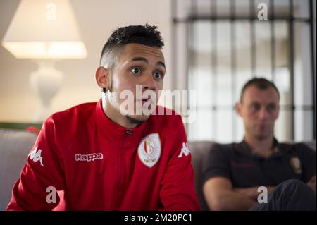 20160107 - ALHAURIN EL GRANDE, SPANIEN: Der neue Spieler von Standard, Edmilson Junior, spricht am fünften Tag des Wintertrainingscamps der belgischen Fußballmannschaft Standard de Liege in Alhaurin El Grande, Spanien, Donnerstag, den 07. Januar 2016 mit der Presse. BELGA FOTO NICOLAS LAMBERT Stockfoto