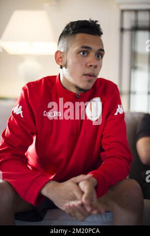 20160107 - ALHAURIN EL GRANDE, SPANIEN: Der neue Spieler von Standard, Edmilson Junior, spricht am fünften Tag des Wintertrainingscamps der belgischen Fußballmannschaft Standard de Liege in Alhaurin El Grande, Spanien, Donnerstag, den 07. Januar 2016 mit der Presse. BELGA FOTO NICOLAS LAMBERT Stockfoto