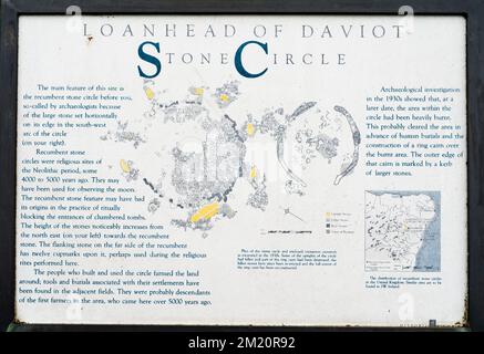 der Steinkreis Daviot Loano Stockfoto