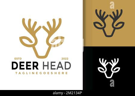 Eine Vektordarstellung des Logodesigns „Linear Deer Head“ Stock Vektor