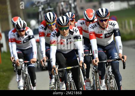 Australischer Heinrich Haussler von IAM Cycling, das am Freitag, den 01. April 2016, vor dem eintägigen Radrennen „Ronde van Vlaanderen - Tour des Flandres - Tour of Flanders“ auf einer Rennstrecke abgebildet wurde. Stockfoto