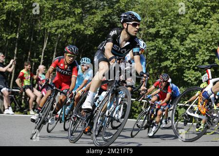 Der spanische Mikel Nieve von Team Sky wurde während der dreizehnten Etappe des Giro d'Italia-Radrennen 99. in Aktion gezeigt, 170km von Palmanova nach Cividale de Friuli am Freitag, den 20. Mai 2016 in Italien. Stockfoto