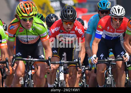 Belgischer Wout van Aert von Crelan-Vastgoedservice, abgebildet in der zweiten Etappe des Radrennen Baloise Belgium Tour, 177,3km Uhr von Buggenhout nach Knokke-Heist, Donnerstag, 26. Mai 2016. Stockfoto