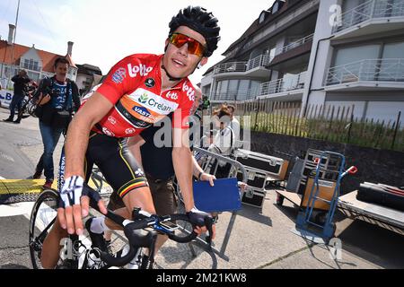 Belgischer Wout van Aert von Crelan-Vastgoedservice, abgebildet nach der zweiten Etappe des Radrennens Baloise Belgium Tour, 177,3km Uhr von Buggenhout nach Knokke-Heist, Donnerstag, 26. Mai 2016. Stockfoto