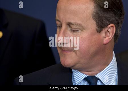 Der britische Premierminister David Cameron nimmt am ersten Tag eines EU-Gipfeltreffens am Dienstag, den 28. Juni 2016, am Sitz der Europäischen Union in Brüssel an einem Familienfoto Teil. Der brexit wird in Gedanken sein. Das informelle Treffen findet in marge der offiziellen Spitze statt. BELGA-FOTOPOOL DANNY GYS Stockfoto