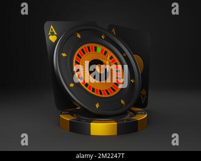 casino Roulette Set Kartenchips 3D Rendern 3D Darstellung Stockfoto