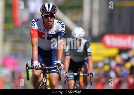 Belgischer Olivier Naesen von IAM Cycling, das in der vierten Etappe des Radrennens Tour de France von 103., 237,5 km von Saumur nach Limoges, am Dienstag, den 05. Juli 2016 in Frankreich abgebildet wurde. Stockfoto