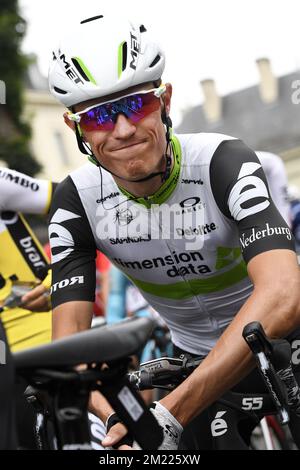 Belgischer Serge Pauwels von Dimension Data, abgebildet vor der vierten Etappe des Radrennens Tour de France 103., 237,5 km von Saumur nach Limoges, am Dienstag, den 05. Juli 2016, in Frankreich. Stockfoto