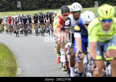 Abbildung zeigt Team Sky Riders in der vierten Etappe des Radrennen Tour de France 103., 237,5 km von Saumur nach Limoges, am Dienstag, den 05. Juli 2016 in Frankreich. Stockfoto