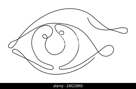 Fünf menschliche Sinne in durchgehender Linienführung. Augen mit Augenbraue in Hand gezogenen Stock Vektor