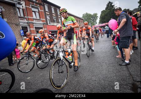 Belgischer Wout van Aert von Crelan-Vastgoedservice, Bild während der ersten Etappe des Radrennen Tour de Wallonie, 178,3 km von Charleroi nach Mettet, am Samstag, den 23. Juli 2016. Stockfoto