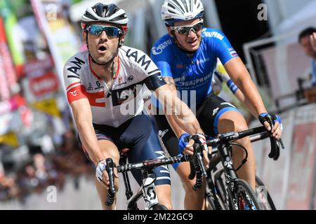 Belgier Dries Devenyns von IAM Cycling gewinnt die fünfte und letzte Etappe des Radrennens Tour De Wallonie, 183,9km km von Engis nach Dison, am Mittwoch, den 27. Juli 2016. Stockfoto