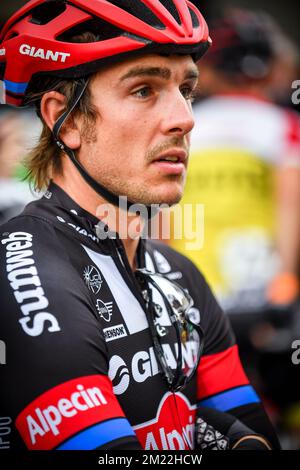 Deutscher John Degenkolb von Team Giant-Alpecin, dargestellt während der 2.. Ausgabe des Radrennen „Maneblusser Natourcriterium“ in Mechelen, Samstag, den 30. Juli 2016. Der Wettbewerb ist Teil der traditionellen „Kriterien“, lokalen Rennen, bei denen hauptsächlich Radfahrer, die auf der Tour de France mitfuhren, gegeneinander antreten. Stockfoto