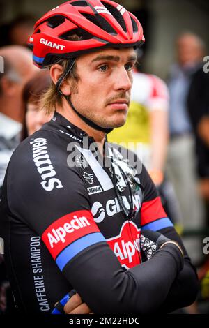 Deutscher John Degenkolb von Team Giant-Alpecin, dargestellt während der 2.. Ausgabe des Radrennen „Maneblusser Natourcriterium“ in Mechelen, Samstag, den 30. Juli 2016. Der Wettbewerb ist Teil der traditionellen „Kriterien“, lokalen Rennen, bei denen hauptsächlich Radfahrer, die auf der Tour de France mitfuhren, gegeneinander antreten. Stockfoto