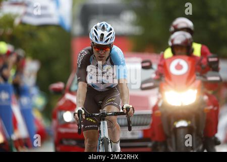 Belgisch Jan Bakelants aus dem Jahr AG2R, La Mondiale, in Aktion während der neunten Etappe des 71.. Radrennens Vuelta, 164,5 km von Cistierna nach Oviedo, Spanien, Sonntag, 28. August 2016. Stockfoto