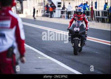 Valencia MotoGP Offizieller Test. Testtag 1. Strecke Ricardo Tormo, Valencia. Im Bild: Nr. 4 ANDREA DOVIZIOSO (ITALIENISCH) DUCATI TEAM DUCATI Stockfoto