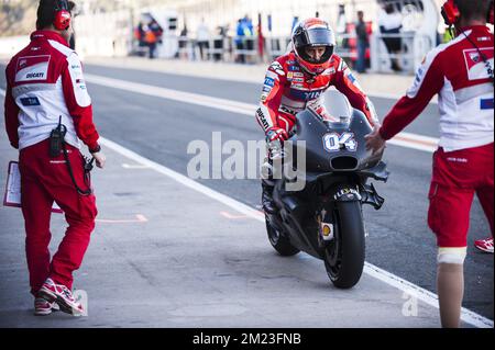 Valencia MotoGP Offizieller Test. Testtag 1. Strecke Ricardo Tormo, Valencia. Im Bild: Nr. 4 ANDREA DOVIZIOSO (ITALIENISCH) DUCATI TEAM DUCATI Stockfoto