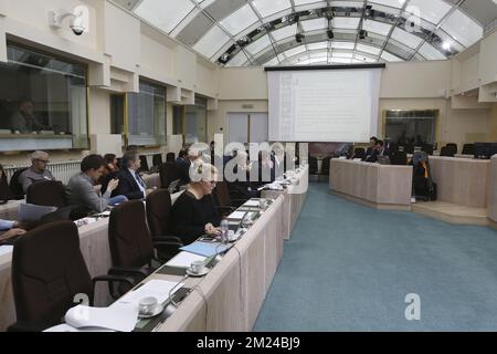 Abbildung zeigt eine Sitzung der Sonderkommission für internationalen Steuerbetrug im Zusammenhang mit den Panama Papers im bundesparlament am Dienstag, den 10. Januar 2017 in Brüssel. BELGA FOTO NICOLAS MAETERLINCK Stockfoto