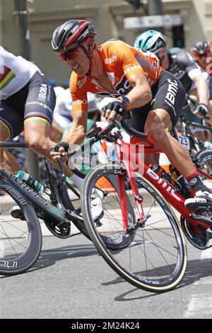 Australian Richie Porte vom BMC Racing Team fährt am Sonntag, den 22. Januar 2017, in Australien die sechste und letzte Etappe des Radrennen Tour Down Under von 19., 90 km von Adelaide nach Adelaide. BELGA FOTO YUZURU SUNADA Stockfoto