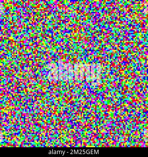 Nahtlose verpixelte tv-Rauschstruktur. Farb-TV-Signal-Rauschkorn. Interferenzen und Störimpulse auf dem Bildschirm. Grunge-Vektor Stock Vektor